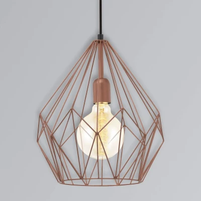 Abbildung von Eglo 49258 Hängeleuchte CARLTON Stahl kupferfarben E27 1X40W H:110cm Ø31cm dimmbar