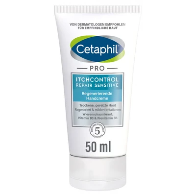 Abbildung von Cetaphil PRO ItchControl Repair Sensitive Regenerierende Handcreme, 50ml, Für juckende, trockene und gereizte , Glättet raue Hände &amp; mildert Irritationen z.B. durch häufiges Händewaschen