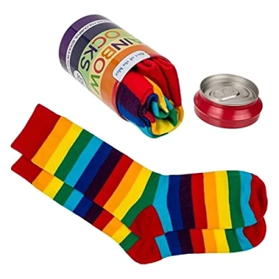 Abbildung von Out of the Blue Freizeitsocken Regenbogen Socken im Paar in schöner Metalldose