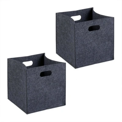 Abbildung von relaxdays Aufbewahrungskorb Aufbewahrungsbox Filz 2er Set, Anthrazit
