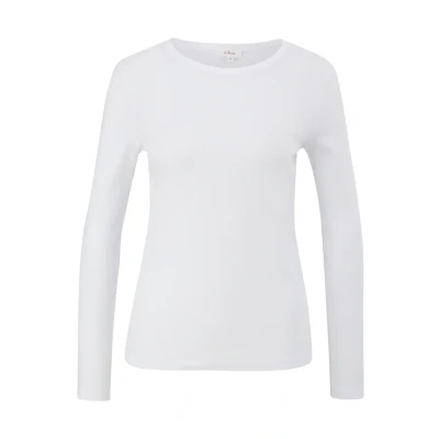 Abbildung von s.Oliver MIT Rippstruktur Langarmshirt, Damen, Größe: 36, Weiß