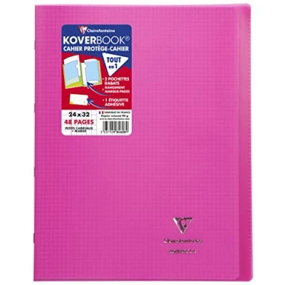 Abbildung von Clairefontaine 984608C Heft / Notizbuch Koverbook, DIN A4+, 24x32 cm, 48 Blatt 90g, kariert mit Rand, Einband aus transparentem Polypropylen, Rosa, 1 Stück