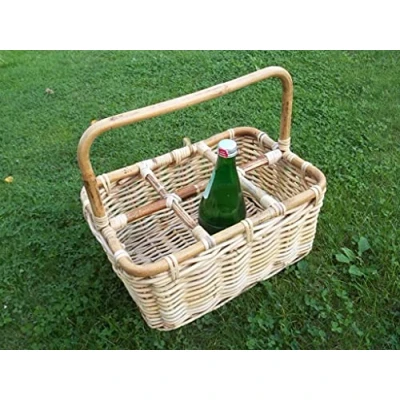 Abbildung von Flaschenkorb, Flaschenträger aus Rattan für 6 Flaschen