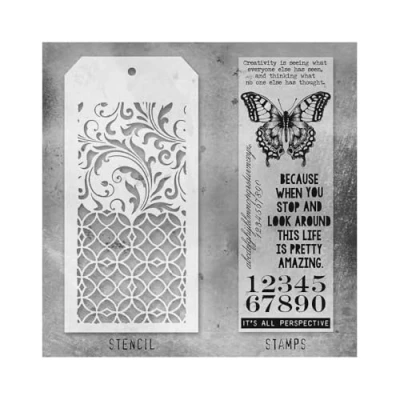 Abbildung von Stampers Anonymous Mixed Media #15 Tim Holtz Clear Stamp and Stencil (THMM115)