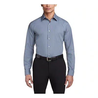 Abbildung von Van Heusen Herren Kleid Fitted Popeline Solid Klassisches Hemd, GRAU, 44 cm Hals 86 89 Ärmel