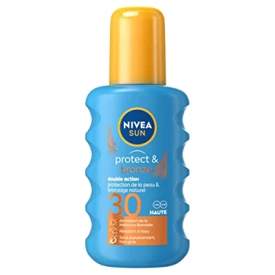 Abbildung von NIVEA SUN Protect &amp; Bronze Sonnenspray Bräunungsaktivator LSF 30 (1 x 200 ml), Sonnenöl mit UVA/UVB Schutz für eine natürlich gebräunte Bräunung, Sonnencreme Bräunung