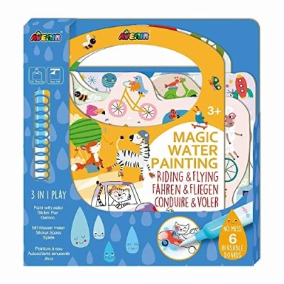Abbildung von Avenir 6301779 Ausmalspiel Fahren &amp; Fliegen, 3 in 1 Kreativ Set mit Spielen, Stickern und Ausmalbildern, DIY, Aktivitätenblock für Kinder ab Jahren