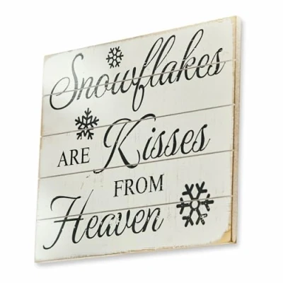 Abbildung von Loberon Dekoboard Snowflakes, Winter Design, Shabby Chic, Wohn Accessoire, Weihnachtsdekoration, Weihnachten, MDF, Jute, weiß/braun