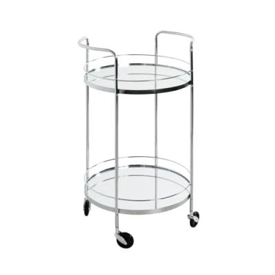 Abbildung von HAKU Möbel Servierwagen Chrom, Metall, Spiegel 5 mm Maße: H 80 cm x Ø 48 cm, Style: Art Deco