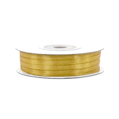 Abbildung von Satinband 3mm x 50m Rolle FARBAUSWAHL in 3/6/12/18/25/38/50/75/100mm farbecht &amp; waschbar Schleifenband für Hochzeit Geschenkband zum Verpacken Dekorieren Basteln Gold 687H