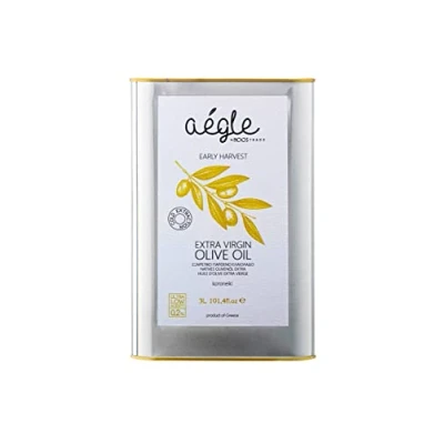 Abbildung von Aegle, Frühe Ernte, Natives Olivenöl Extra Premium Qualität, Polyphenole 415mg/kg, 100% Koroneiki, Aroma von unreifen grünen Oliven, Kaltextraktion, Kalamata Griechenland, 3 Liter Kanister