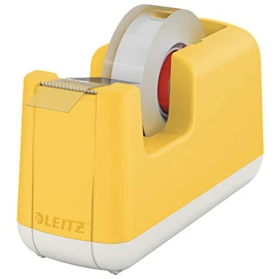 Abbildung von Leitz Klebeband Tischabroller, Stabiler Stand, Klebebandabroller inkl. Klebeband, Warmes Gelb, Cosy Serie, 53670019