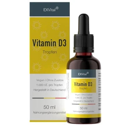 Abbildung von Vitamin D3 Tropfen 25 μg 1000 I.E. pro Tropfen, Laborgeprüft 50 ml