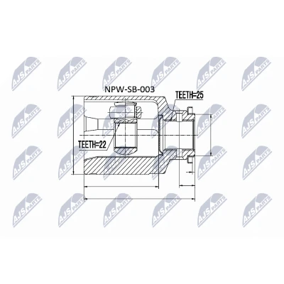 Abbildung von NTY NPW SB 003 Gelenksatz Vorderachse, getriebeseitig SUBARU: LEGACY 1 Station Wagon, Impreza I Limousine, Forester
