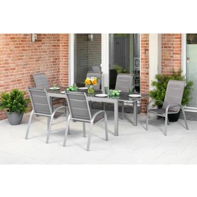 Abbildung von MERXX Garten Essgruppe &quot;Amalfi di lusso&quot;, (7 tlg.), 6 Stapelsessel, Hochlehner mit ausziehbarem Tisch