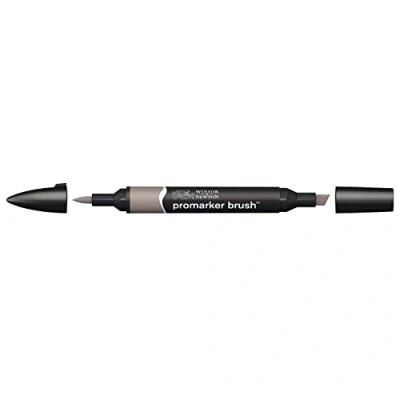 Abbildung von Winsor &amp; Newton 0204131 BrushMarker (Für Zeichnungen, Kalligraphie, Design und Layouts, streifenfreies Zeichnen mit Keil Pinselspitze) warm grau 4