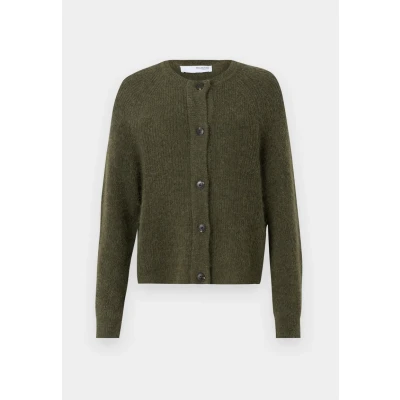 Abbildung von Selected Damen Strickjacke Relaxed Fit Rundhals Raglanärmel Fallmaschen, Farben:Grün, Größe:XL