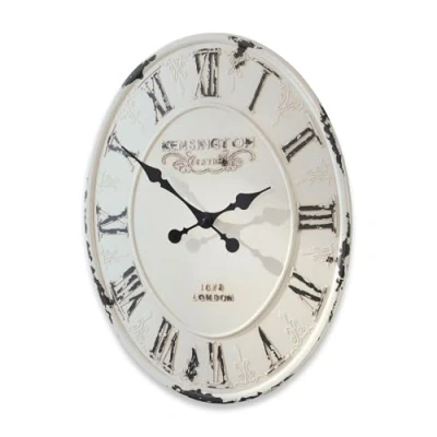 Abbildung von Loberon Uhr Soulières, mit Vintage Finish, Nostalgisches Design, Klassischer Shabby Chic, Zeitmesser, Wanduhr, Wohn Accessoire, MDF, antikweiß