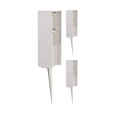 Abbildung von ledscom.de 3 Stück Garten Steckdosen Säule POMI mit Erdspieß für außen, IP44, 2 Fach, Edelstahl, eckig, 23cm