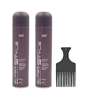 Abbildung von HAIR HAUS Super Brilliant Style Haarspray strong 500ml 2er Pack mit Fingerstyler