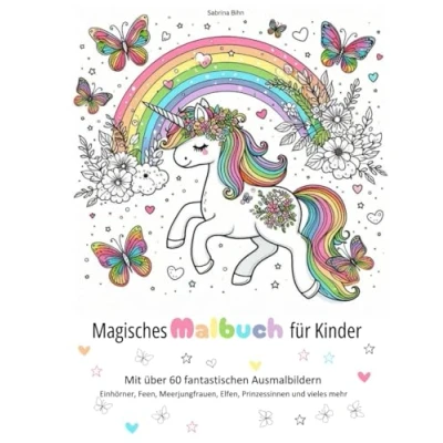 Abbildung von Magisches Malbuch für Kinder Mädchen Ausmalbuch mit über 60 fantastischen Motiven Einhörner, Elfen, Feen, Prinzessinnen, Meerjungfrauen und vieles mehr ab 4 Jahren