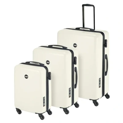 Abbildung von Princess Traveller Koffer Set PT01 Reiskoffer mit 4 Rollen Pearl White Weiß Dreiteilige Kofferset &amp; trolleys hartschalenkoffer