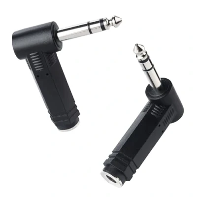 Abbildung von Cable Matters 2 Pack 6,35mm Right Angle TRS Adapter Adapter/Gerade auf 1/4 Audioanschluss für professionelles Audio Equipment
