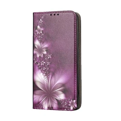 Abbildung von KX Mobile Hülle für Samsung A50 / A30s A50s Handyhülle Motiv 593 Blume Lila Weiß Premium Smart aus Kunstleder einseitig bedruckt HandyCover Galaxy