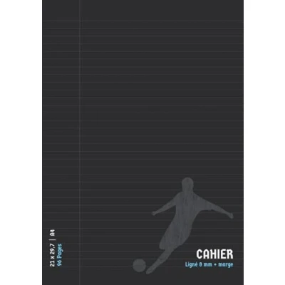 Abbildung von Cahier Ligné A4: Interligne de 8 mm avec Marge pour Rentrée Scolaire 96 pages 21 29.7 Grand Sans Spirale Noir