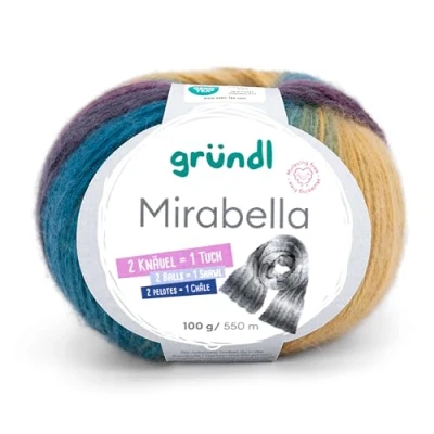 Abbildung von Gründl Wolle Mirabella Farbverlaufsgarn mit Anleitung Häkelwolle, 550,00 m (Wolle Farbverlaufswolle zum Stricken und Häkeln, Strickwolle, Strickgarn, Handstrickgarn), 80% Polyacryl, 20%