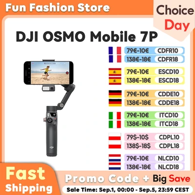 Abbildung von DJI Osmo Mobile 7P Gimbal Stabilisator für iPhone, Android, Natives Tracking, Beleuchtung, 3 Achsen Smartphone Gimbal, schneller Start, EIN klick Bearbeitung, integrierter Verlängerungsstab &amp; Stativ