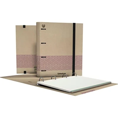Abbildung von Unipapel 4 Ringe, umweltfreundlich, A4, inkl. Nachfüllpackung 100 Blatt, 90 g, Raster 5 x cm, farbige Bänder, Uninature Concept Violett, FSC zertifiziert, Carpebook