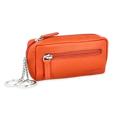 Abbildung von MANAGE XXL Schlüsseltasche Leder Orange für Damen und Herren mit Münzfach echtleder Schlüsseletui Schlüsselmäppchen keychain Unisex Schlüssel Autoschlüssel
