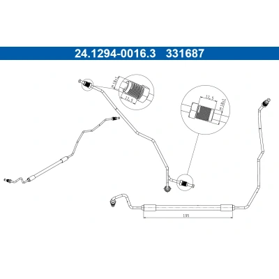 Abbildung von ATE 24.1294 0016.3 Bremsschläuche 195 RENAULT: SCENIC 3, Megane 3 Grandtour, Schrägheck