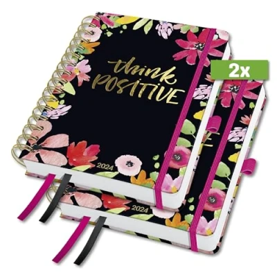 Abbildung von SIGEL J4600 Spiral Kalender Jolie 2024, Flower Love, ca. A5, Hardcover, Gummiband, Stiftschlaufe, Einstecktasche, 2 Zeichenbänder, 240 Seiten, aus nachhaltigem Papier, Wochenplaner, Stück
