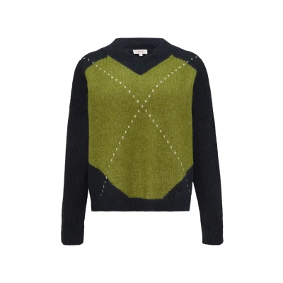Abbildung von s.Oliver Oversized Wollmix Strickpullover mit Argyle Muster Guacamole 38