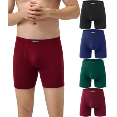Abbildung von wirarpa Boxershorts Herren Männer Unterhosen Weiche Unterwäsche Men Modal mit Eingriff ohne Etikett 4er Pack Mehrfarbig Größe 3XL