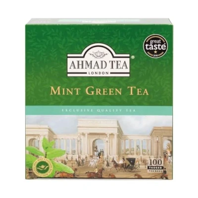 Abbildung von Ahmad Tea Green Mint Grüner Tee mit Minze Doppelkammer Teebeutel Band 2g pro Portion 100