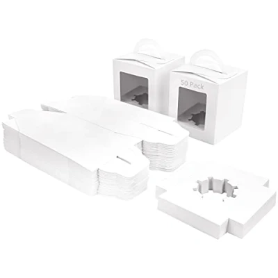Abbildung von Belle Vous Geschenkbox Weiße Karton Geschenkboxen mit Fenster und Griff (50 Stück)