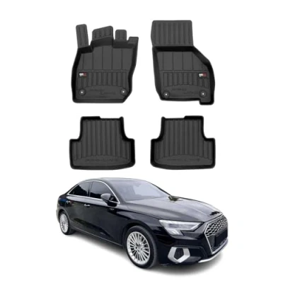 Abbildung von Fußmatten Gummimatten kompatibel mit Audi A3 8Y Mild Hybrid 2020 2024 Premium Schwarz 4X