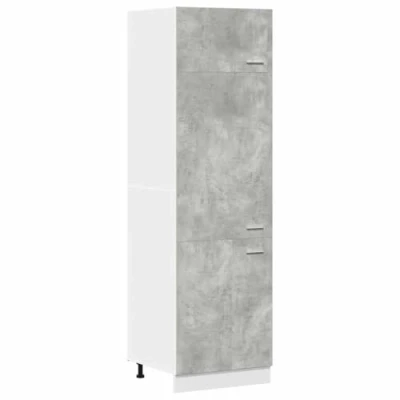 Abbildung von vidaXL Kühlumbauschrank Betongrau 60x57x207 cm Holzwerkstoff, Umbauschrank für Kühlschrank, Kühlschrankverkleidung, Vorratsschrank