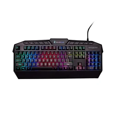 Abbildung von SureFire Kingpin Gaming Tastatur, Multimedia Keyboard mit programmierbarer LED Hintergrundbeleuchtung, RGB Tastatur USB Kabel, 25 Anti Ghosting Tasten, QWERTY Layout Englisch