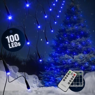 Abbildung von monzana Lichterkette, Netzlichterkette 120x120cm 100 LED Blau Timer 8 Leuchtmodi