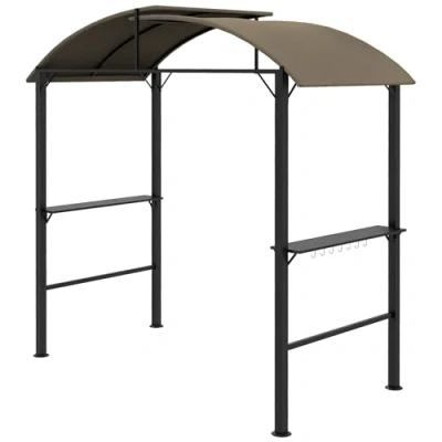 Abbildung von Grillpavillon Unterstand 1,1 x 2,3m, 2 Seitenablagen, Haken, Stahlrahmen, Khaki