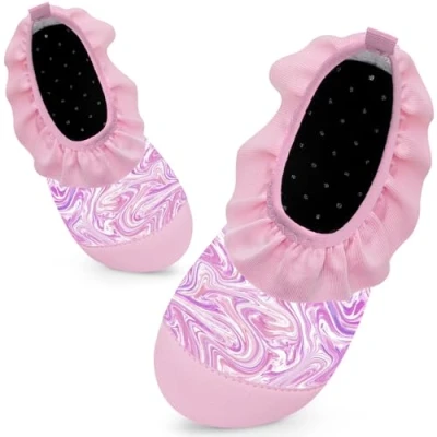 Abbildung von Badeschuhe Kinder Schwimmschuhe Wasserschuhe Schnell Trocknend Strandschuhe Aquaschuhe für Mädchen Baby Beach Pool(LiuLi Rosa,28/29 EU)