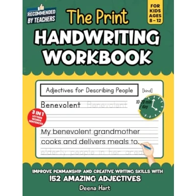 Abbildung von The Print Handwriting Workbook for Kids Ages 8 12: Improve Penmanship and Creative Writing skills with 152 Amazing Adjectives (Essential Language Arts Mastery Series)