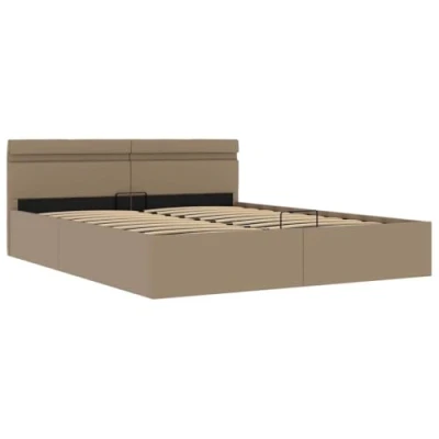 Abbildung von vidaXL Stauraumbett Hydraulisch LED Polsterbett Doppelbett Bett Schlafzimmerbett Kunstlederbett Bettrahmen Bettgestell Lattenrost Cappuccino Braun 180x200cm
