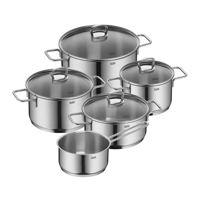 Abbildung von Silit Topf Set Alicante, Edelstahl 18/10 (Set, 9 tlg), Silitherm Allherdboden, induktionsgeeignet, spülmaschinengeeignet