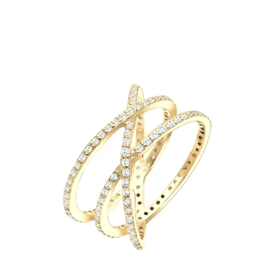 Abbildung von Elli Ring Damen Statement Wickel mit Kristallen in 925 Sterling Silber Vergoldet