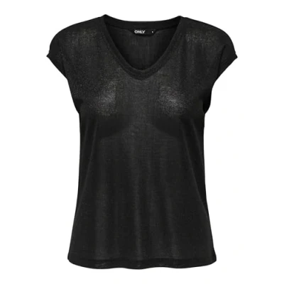 Abbildung von ONLY Damen Einfarbige Kurzarm Bluse Basic Rundhals Ausschnitt Blusen T Shirt Blouse Oberteil ONLVIC, 15136069,Schwarz,S